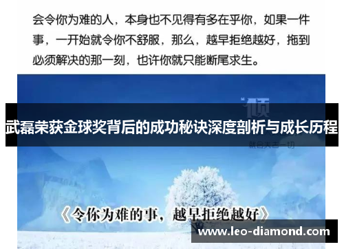 武磊荣获金球奖背后的成功秘诀深度剖析与成长历程